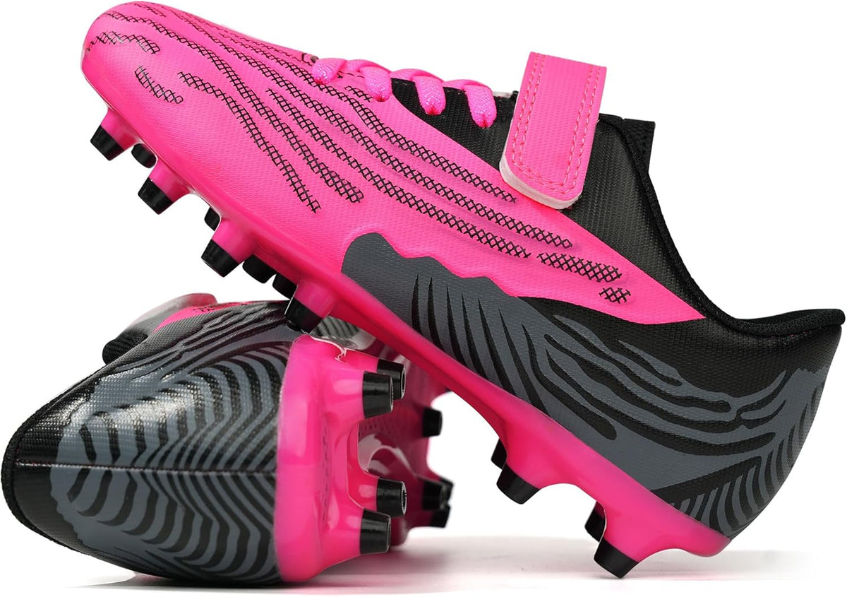 brooman Kids Firm Ground Soccer Cleats Boys Girls Athletic Football Shoes