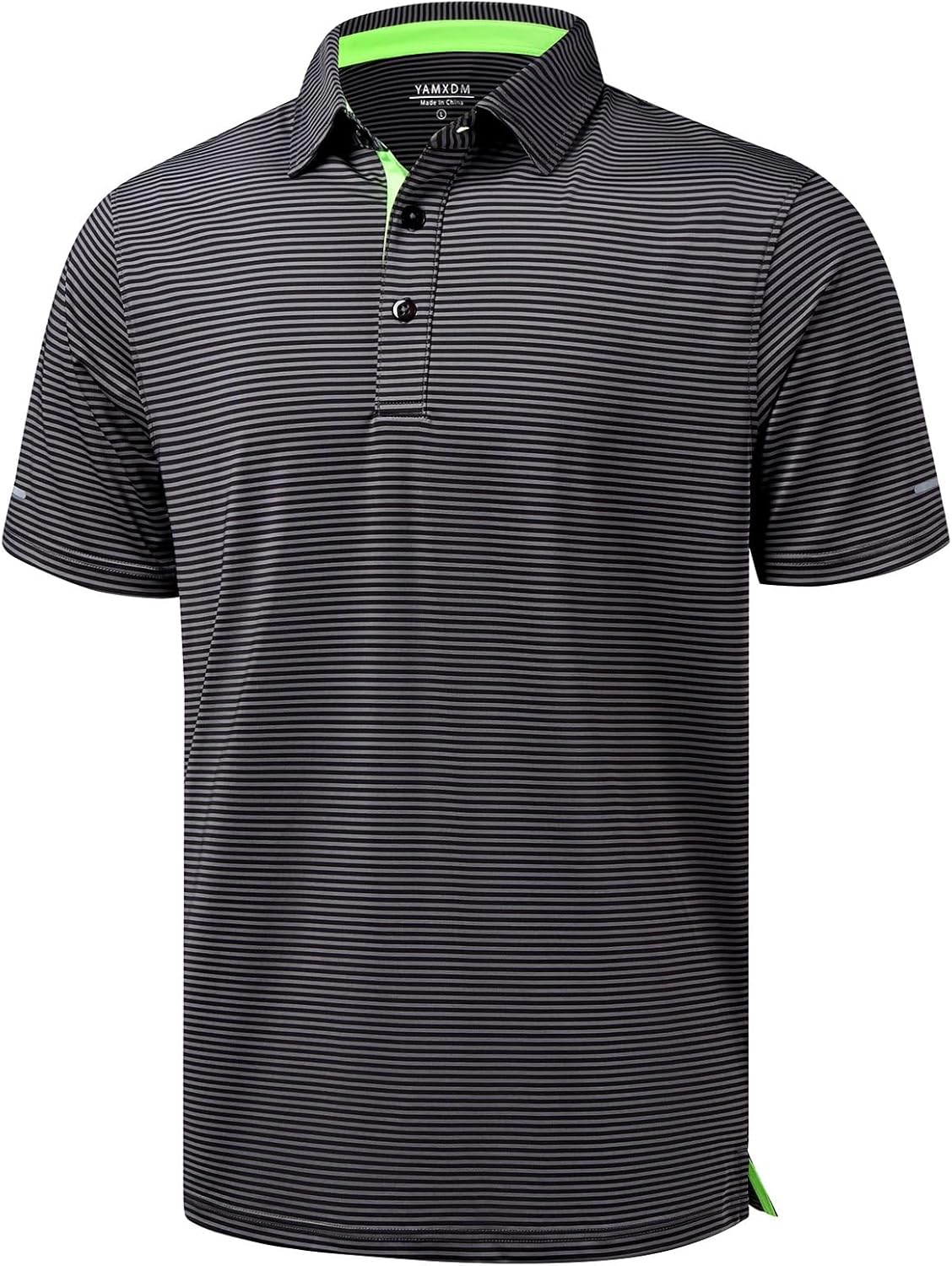 Golf Shirts for Men - Moisture Wicking Short Sleeve Performance Sport Casual Striped Collared Mens Polo Shirt