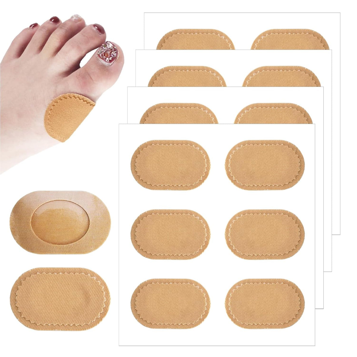 24 Pcs Foot Callus Toe Oval Cushions Pad Protector Corn Patches Shoe Accessories Fabric Feet Heel Toe Protector