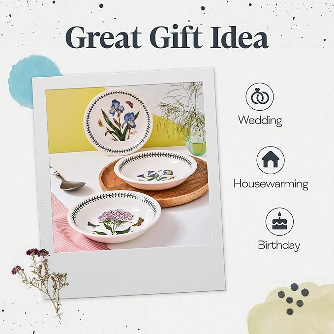 Portmeirion Botanic Garden 30-Piece Dinnerware Set - Nature-Inspired Floral Motifs - Dishwasher, Microwave, Freezer Safe Elegant Dining Plates, Bowls, Mugs - Fine Earthenware for Home Gatherings