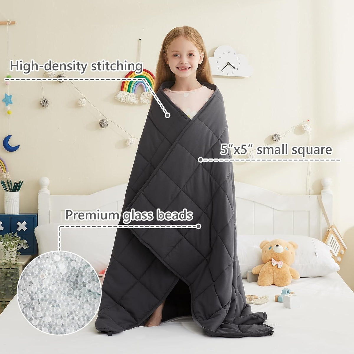 L'AGRATY Weighted Blanket - 36"x48" 3lbs Weighted Blanket Microfiber Material with Glass Beads Small Blanket for All-Season Summer Fall Winter Soft Thick Blanket