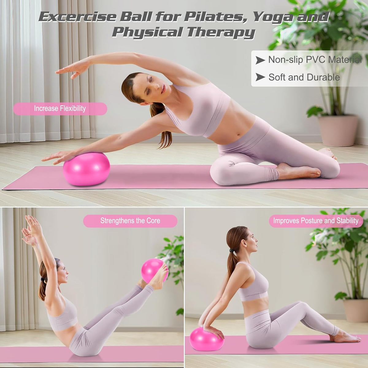 Pilates Essentials Kit for Home Women, Ring and Ball Set, Pilates Equipment for Workouts, 3 Resistance Bands, Grip Socks, 14 Inch Magic Circle, Mini Exercise Ball, Great Exercise Equipment