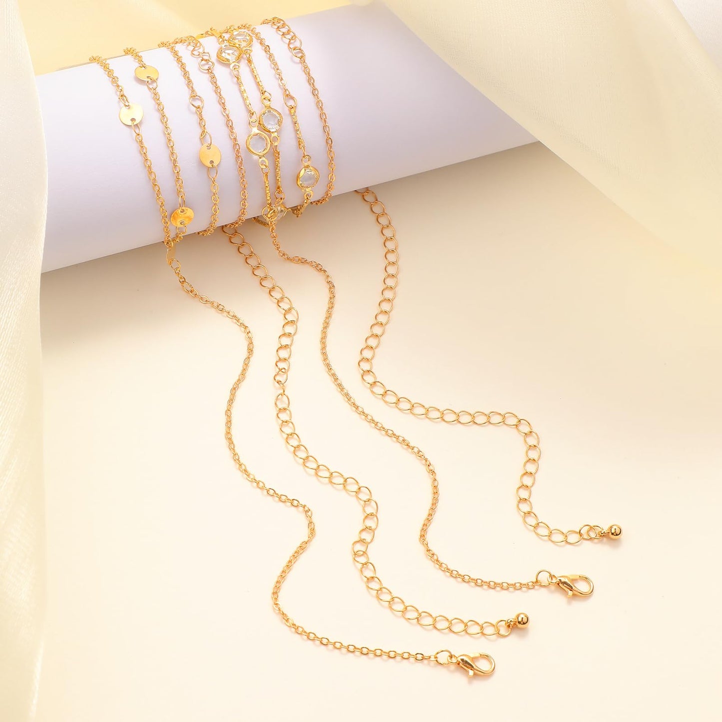 Waist Chain for Women 14K Gold Plated Layered Belly Chain Body Chain Adjustable Bikini Beach Body Jewelry for Women 2 Pcs/Set