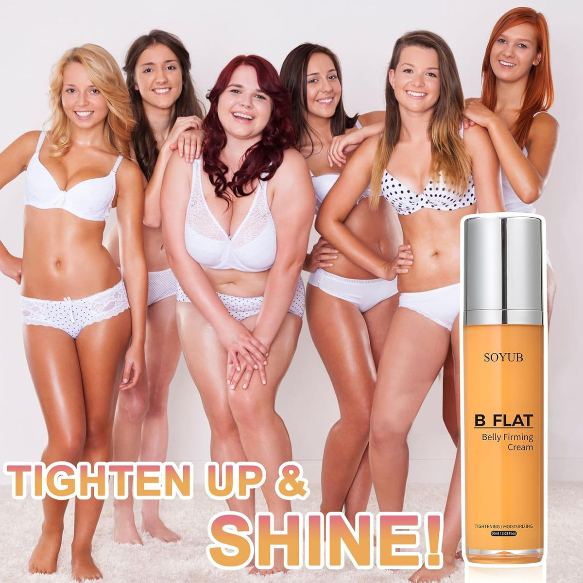 B Flat Belly Firming Cream - Body Cream Skin Tightening for Stomach Thighs & Butt, Firming and Moisturizing Body Tightening Cream