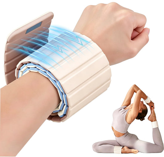 BECOJADDE Wrist Weights Ankle Weights for Women 1 Pair (2.2 lb Each) Silicone Magnetic Leg Arm Weighted Bracelet for Home Yoga Pilates Gym Workout Walking Jogging, Beige Taupe