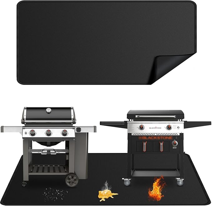 100x39 inches Extra-Large Under Grill Mats for Outdoor Grill, Double-Sided Fireproof Multi-Grill Protective Mat, Oilproof Waterproof BBQ Fire Pit Fireplace Mat