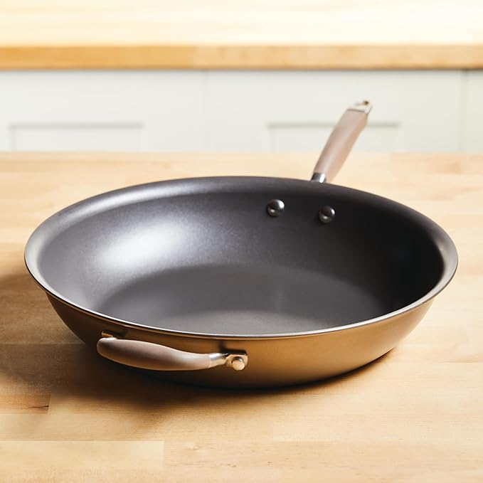 Anolon Advanced Home Hard Anodized Nonstick Frying Pan, 14.5 Inch – Large Skillet with Helper Handle, 14 Inch Nonstick Frying Pan, Durable Cookware - Bronze