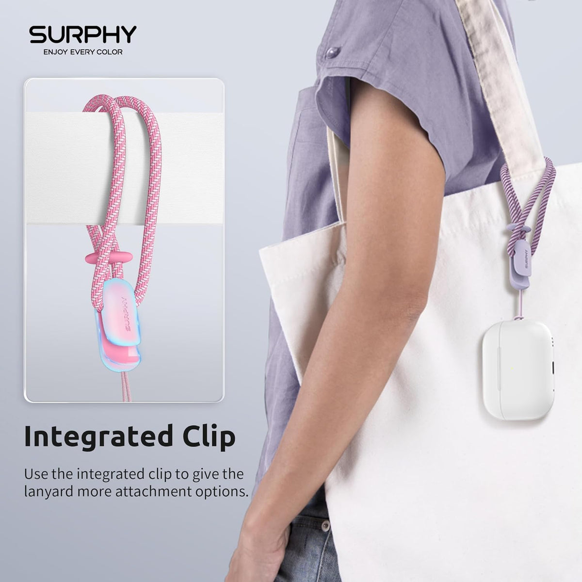 SURPHY 2 Pack Phone Lanyard for Cellphone Case, Phone Wrist Strap for Case, Cellphone Strap with 2-Color Braided, Charm Wrist Lanyard for Women, Cellphone Wrist Lanyard for Women, Rose Pink & Lilac