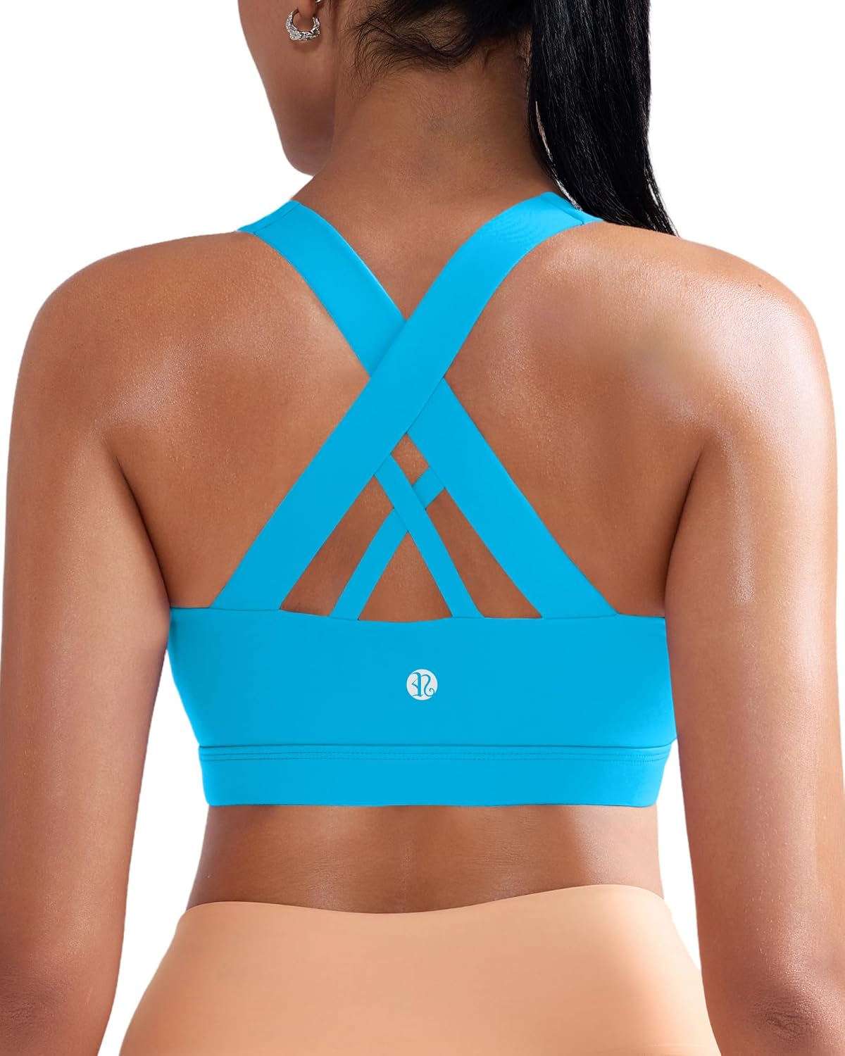RUNNING GIRL Sports Bra for Women, Criss-Cross Back Padded Strappy Sports Bras Medium Support Yoga Bra with Removable Cups