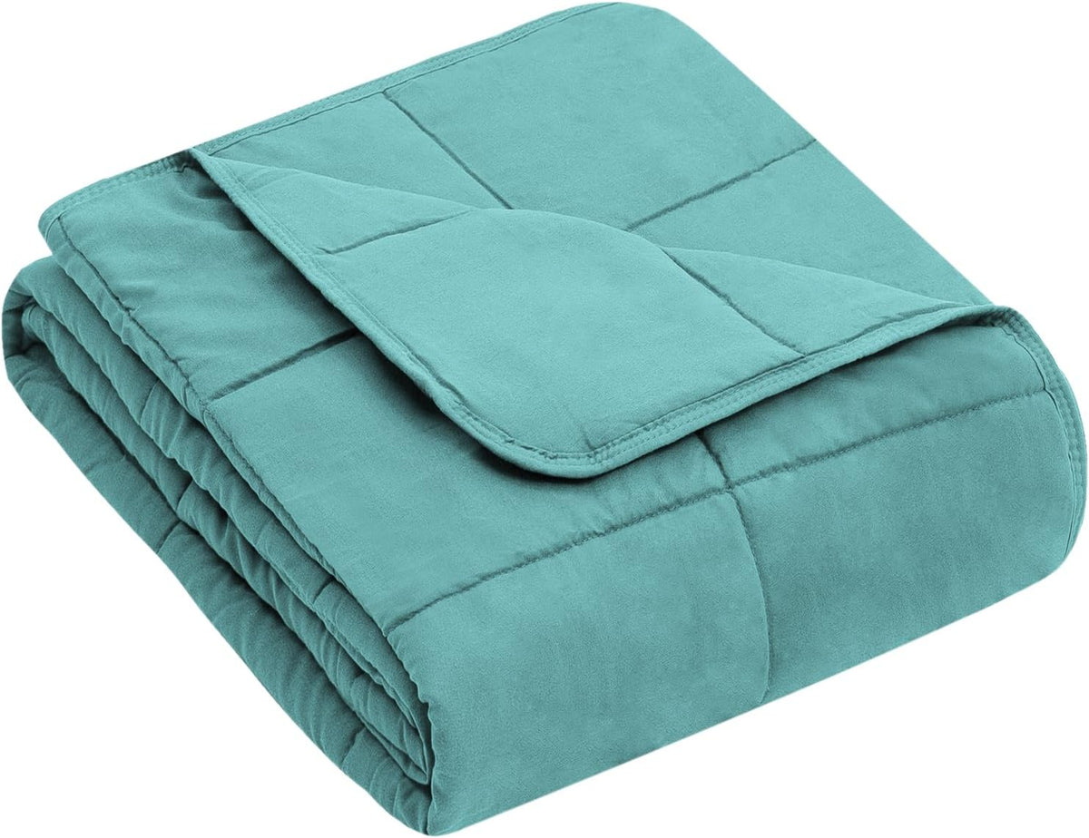 yescool Weighted Blanket (7 lbs, 41" x 60", Teal) Cooling Heavy Blanket for Sleeping Perfect for 60-90 lbs, Breathable Blanket with Premium Glass Bead, Machine Washable