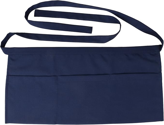 Resist water 3 big Pockets Waist Server Apron Kitchen Restaurant Unisex Half Aprons