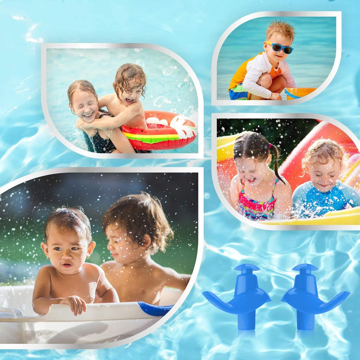 Hearprotek 2 Pairs Swimming Ear Plugs for Kids, Soft Reusable Water earplugs for Kids Swimming Bathing and Other Water Sports