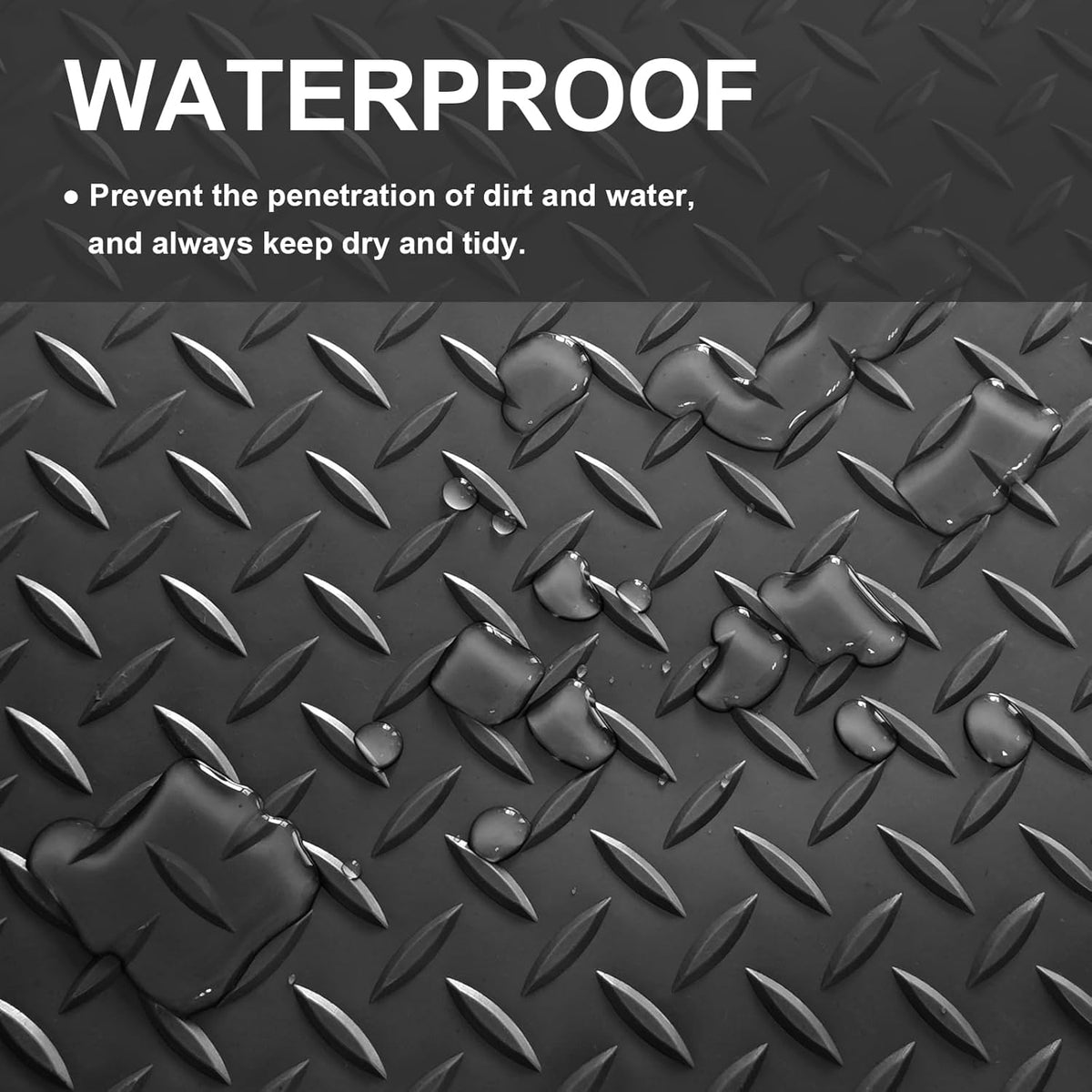 Garage Floor Mat 2.8mm Thickness PVC Garage Flooring Roll Diamond Plate Floor Mats for Garage, Workshop, Gym, Golf Cart Parking or Trailers (Black, 7.5 x 17 FT)