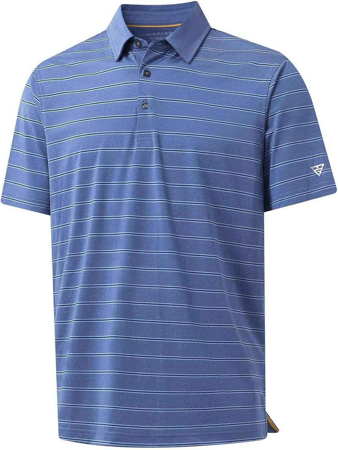M MAELREG Golf Shirts for Men Moisture Wicking Striped Polo Performance Dry Fit Business Sports Mens Polo Shirts Short Sleeve