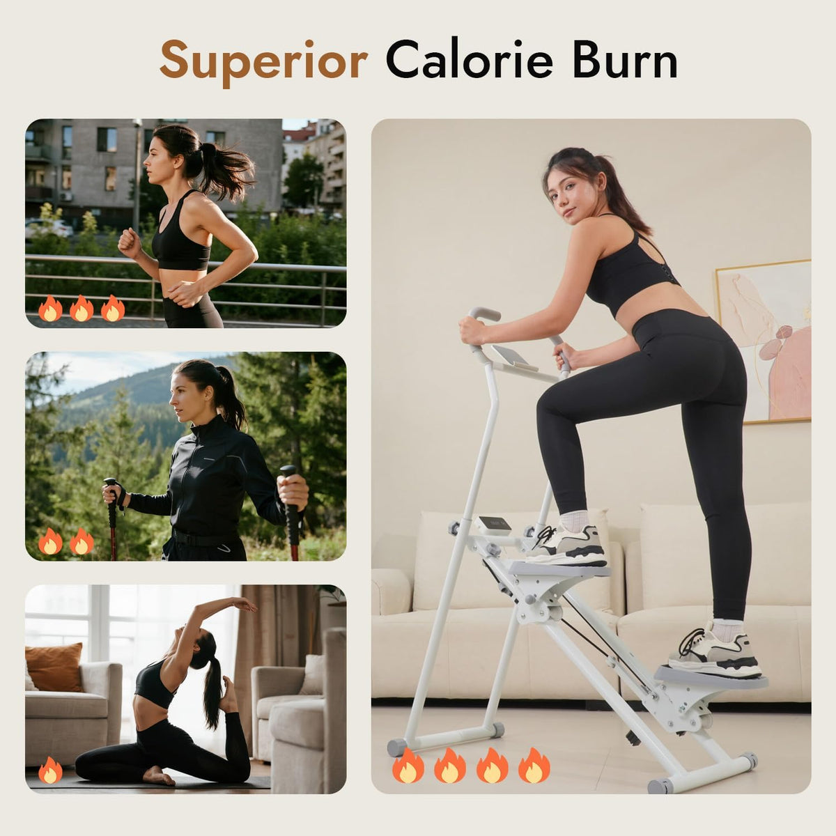 Stair Stepper with Adjustable Resistance - Stair Climber for Home Gym, Folding Cardio Machine with Extended Step Range, Adjustable Handlebar & Pedals, Tablet Holder by MACYO