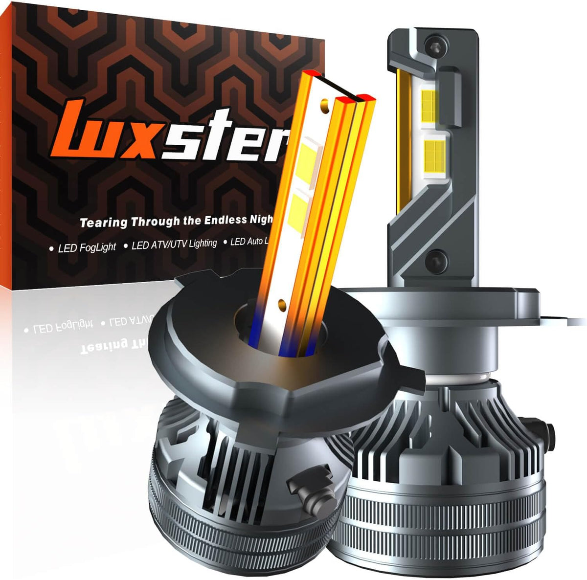 LUXSTER | Punisher H4 9003 LED Bulbs, 40000LM Ultra Bright, Triple Copper Pipes Cooling Tech(Unique), Plug-N-Play Installation, 6000K Pure White Foglight, IP68 Waterproof, Pack of 2