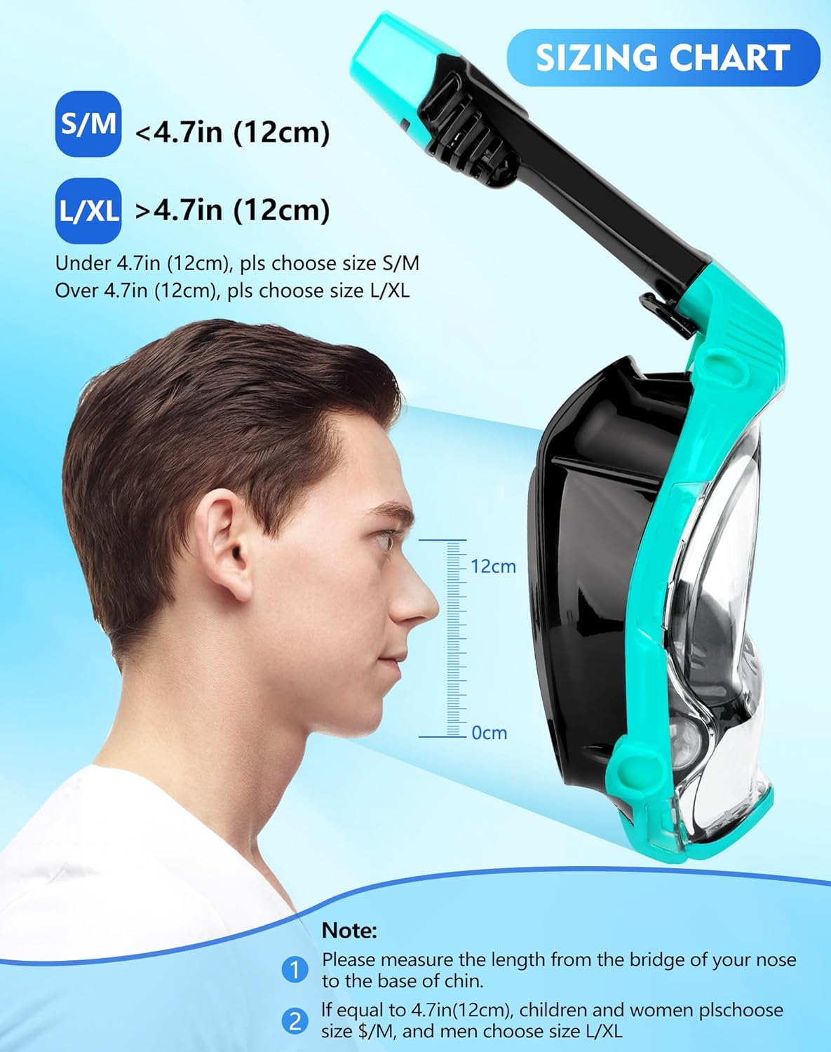 VGKE Full Face Snorkel Mask for Adults, 180 Degree HD Panoramic View Snorkeling Gear with Waterproof Phone Pouch, Anti-Leak & Anti-Fog, Breathe Freely Suitable for Men/Women