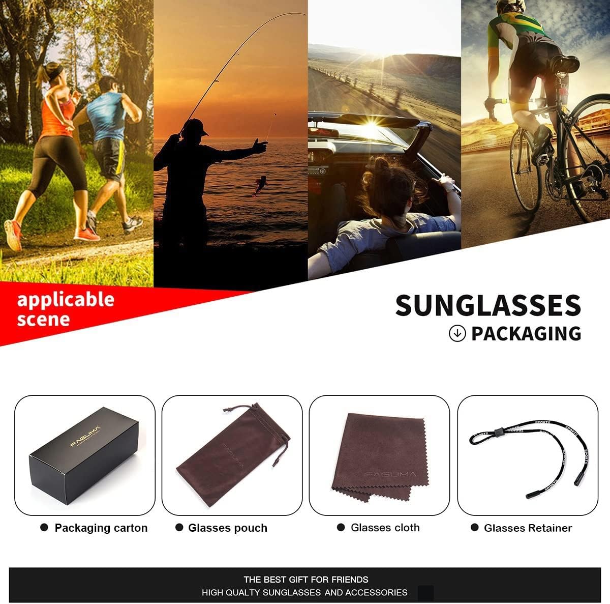 FAGUMA Sports Polarized Sunglasses For Men Cycling Driving Fishing UV400 Protection