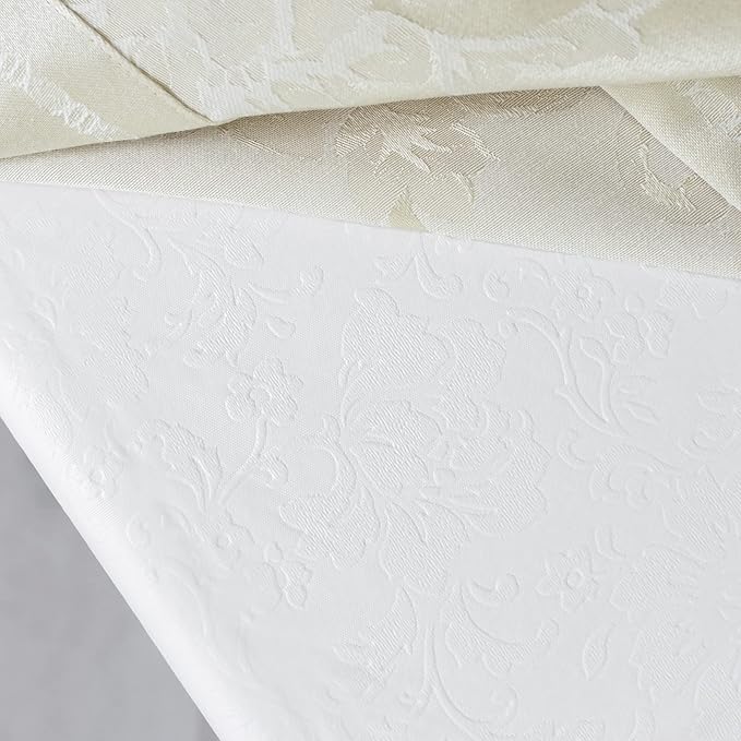 Benson Mills Deluxe Heavy Duty Vinyl Table Pad, Premium Table Protector, Waterproof with Flannel Backing, Quilted Design and Customizable (Off-White, 52" X 90" Rectangular)