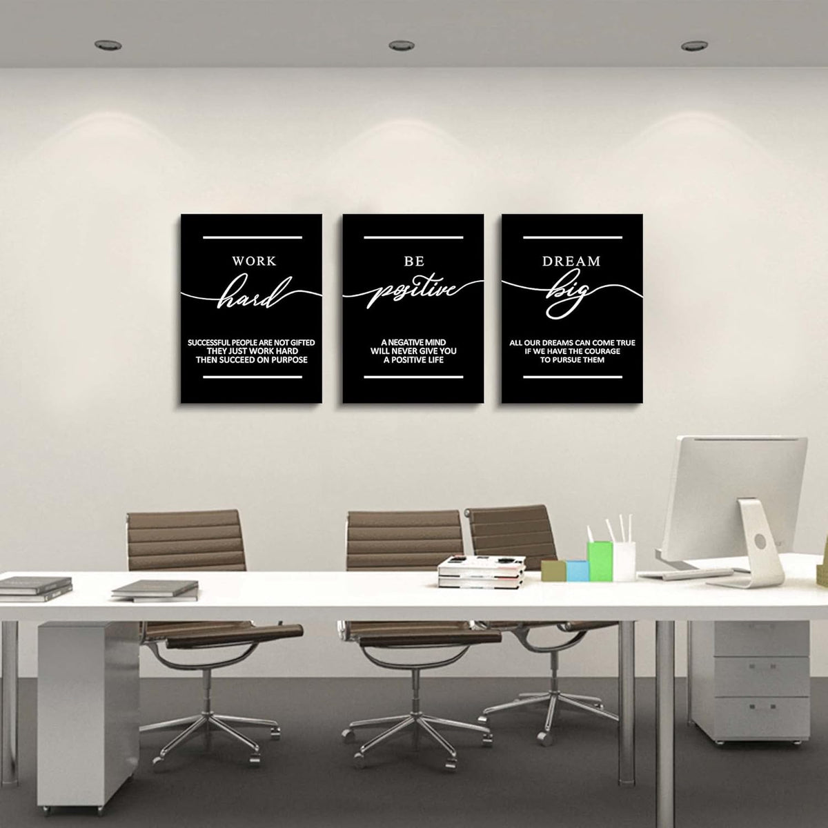 Motivational Wall Art - Inspirational Canvas Poster Prints Black Quotes Paintings Picture Entrepreneur Positive Quotes Office Wall Decor Decoration for Living Room Bedroom Framed