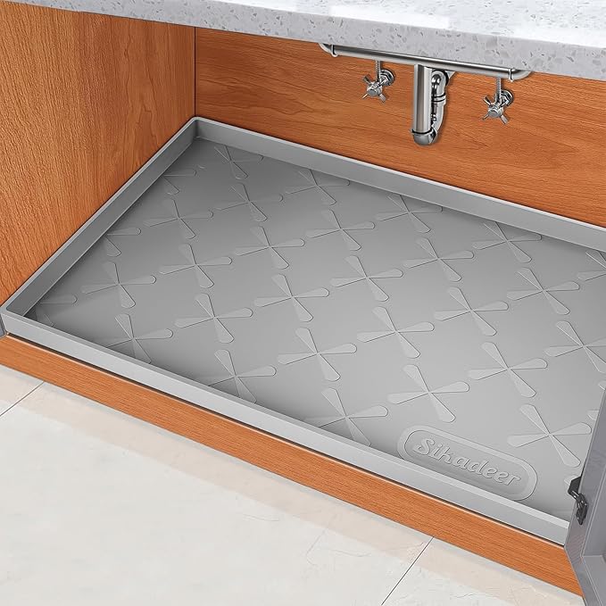 SIKADEER 22" x 22" Under Sink Mat Waterproof, Silicone Mat Kitchen Drawer Shelf and Cabinet Liner, Sink Protector for Kitchen Organizers and Storage, Boot Tray Pet Food Mats