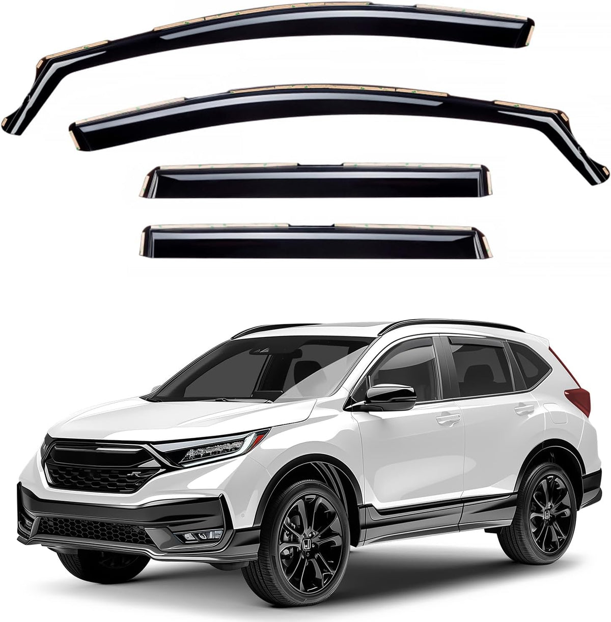 Window Deflectors Smoke Tinted in-Channel Side Window Vent Visor Deflectors Rain Guards Compatible with CR-V 2017-2022 - 4pcs. GW0217