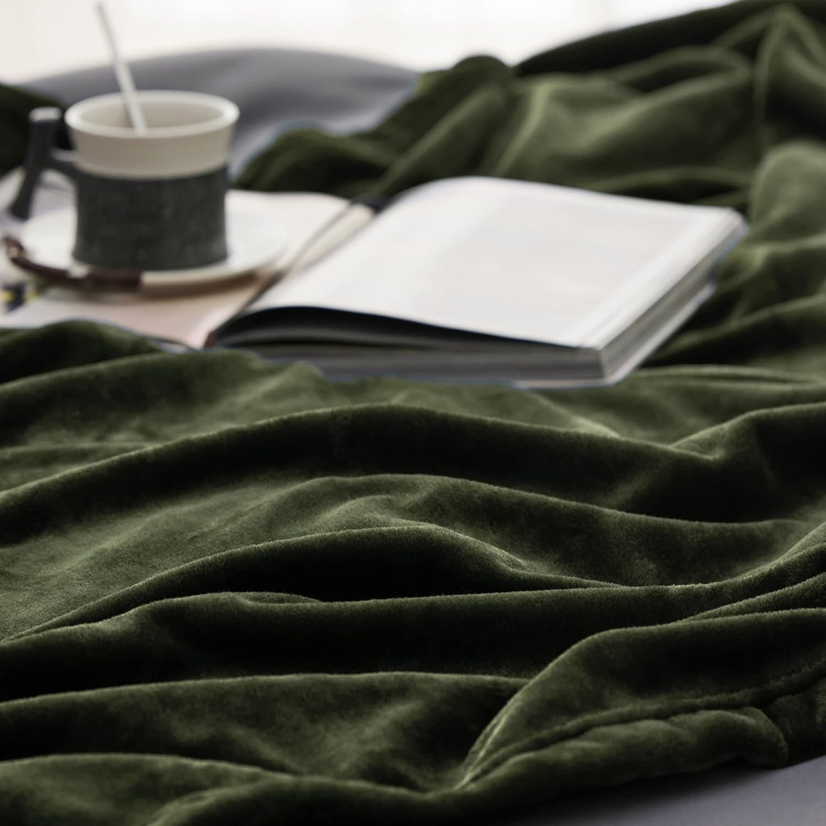 Bedsure Fleece Throw Blanket Olive Green - 300GSM Blankets for Couch, Sofa, Bed, Soft Lightweight Plush Cozy Throws for Toddlers, 50x60 inches