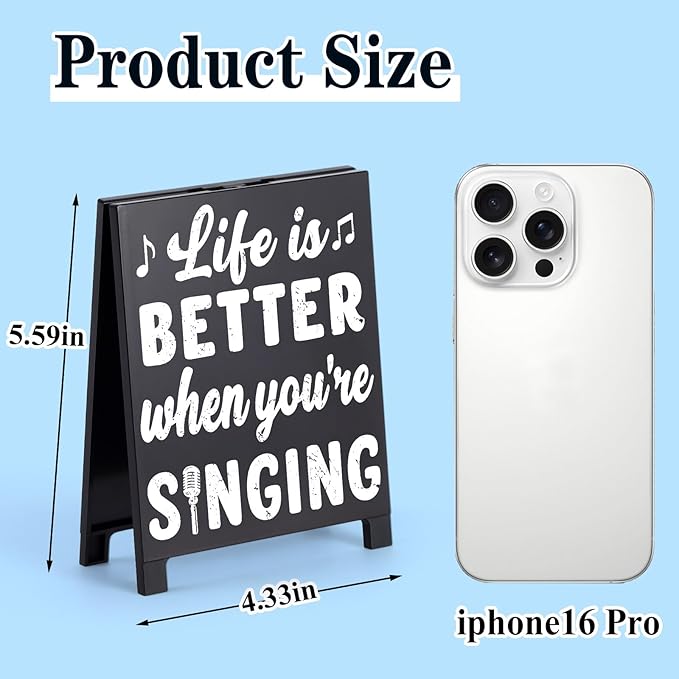 Life Is Better When You're Singing Music Desk Sign for Home Office Workspace Cute Music Decor Room Decorations Accessories for Women