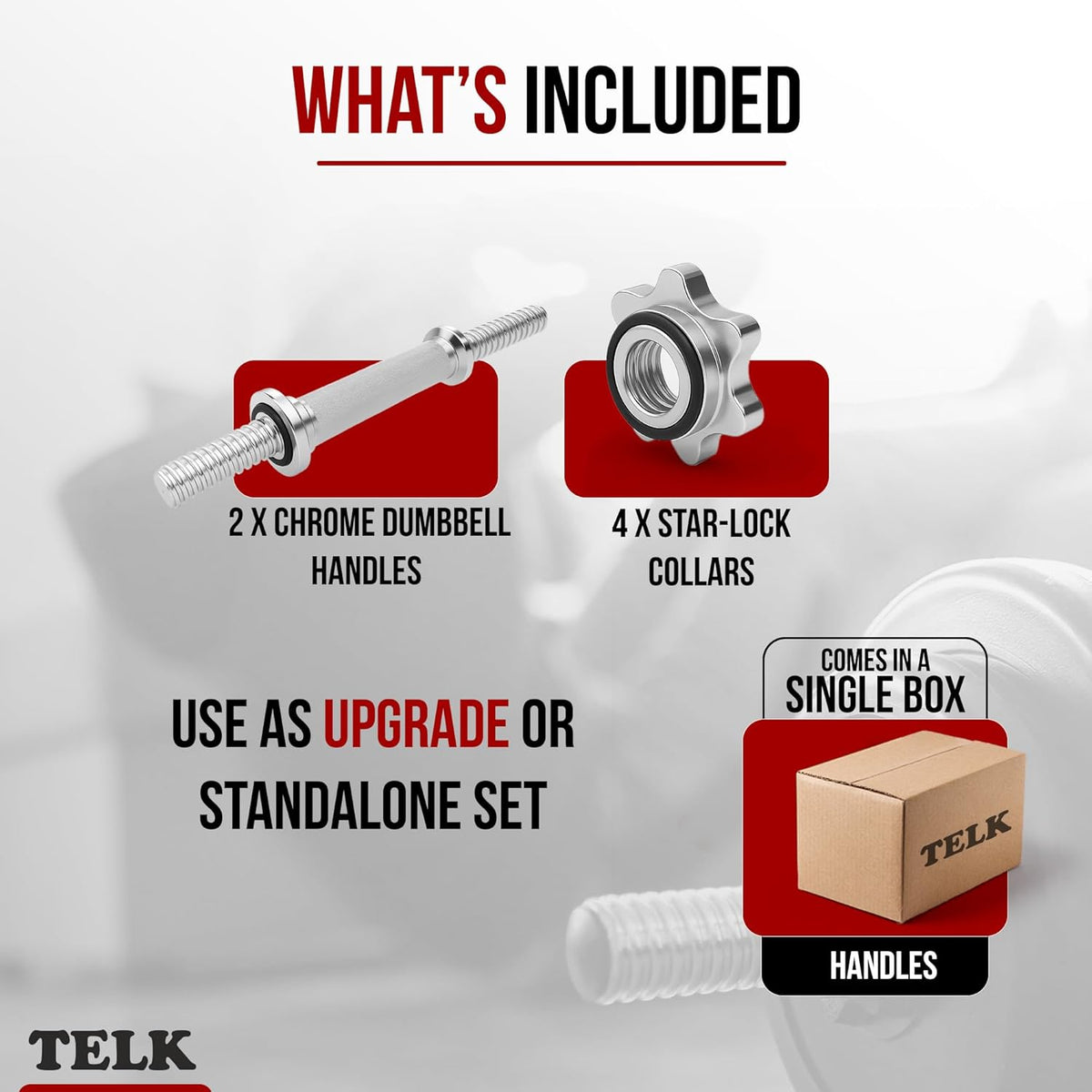 TELK – Adjustable Dumbbell Set – Home Gym Weight Set with Baked Enamel Cast Iron Plates – Space-Saving Free Weights for Strength Training