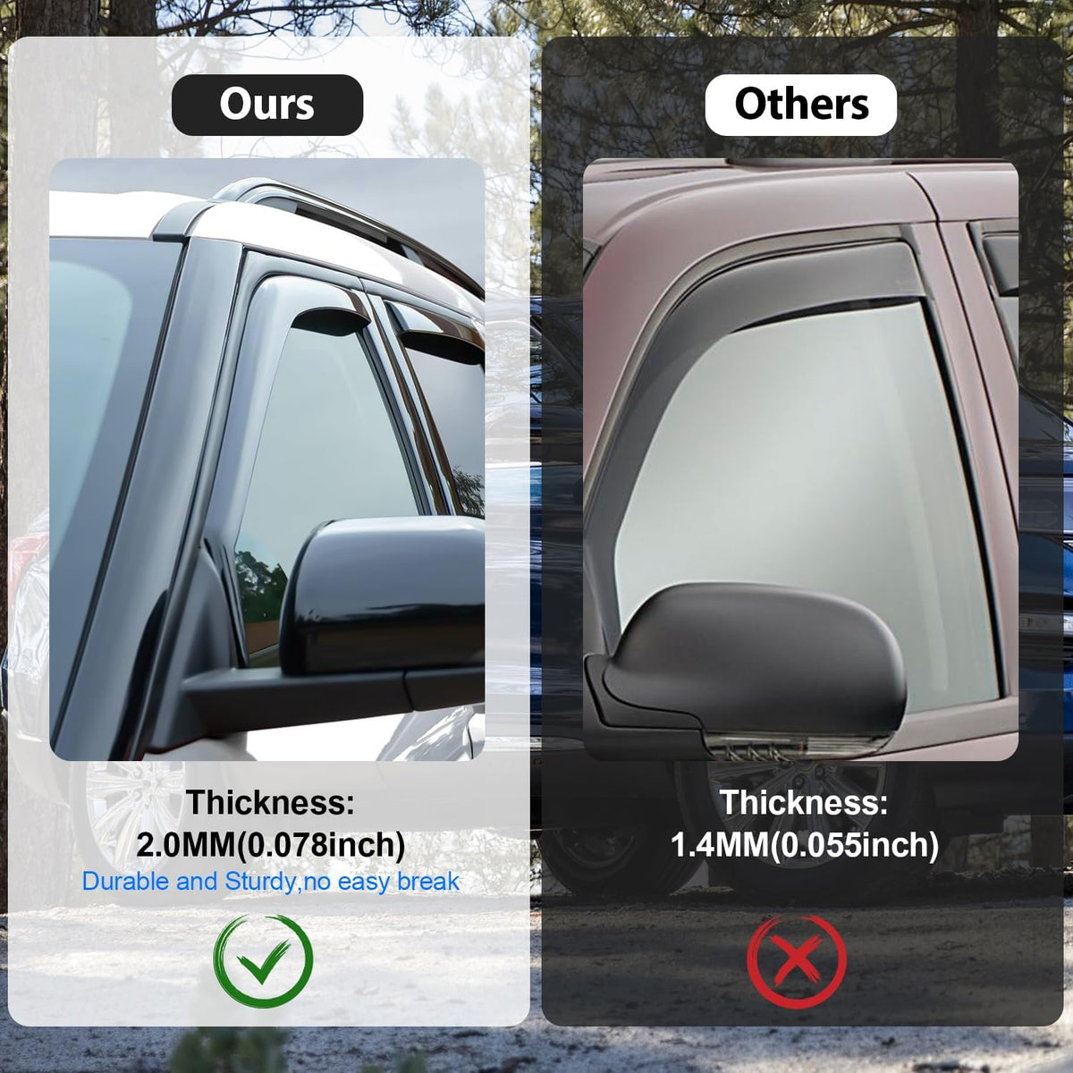 Nilight Vent Window Visors for Volkswagen (VW) Tiguan 2018 2019 2020 2021 2022 2023 2024 2025, in-Channel Rain Guards, Original Window Deflectors-4PCS