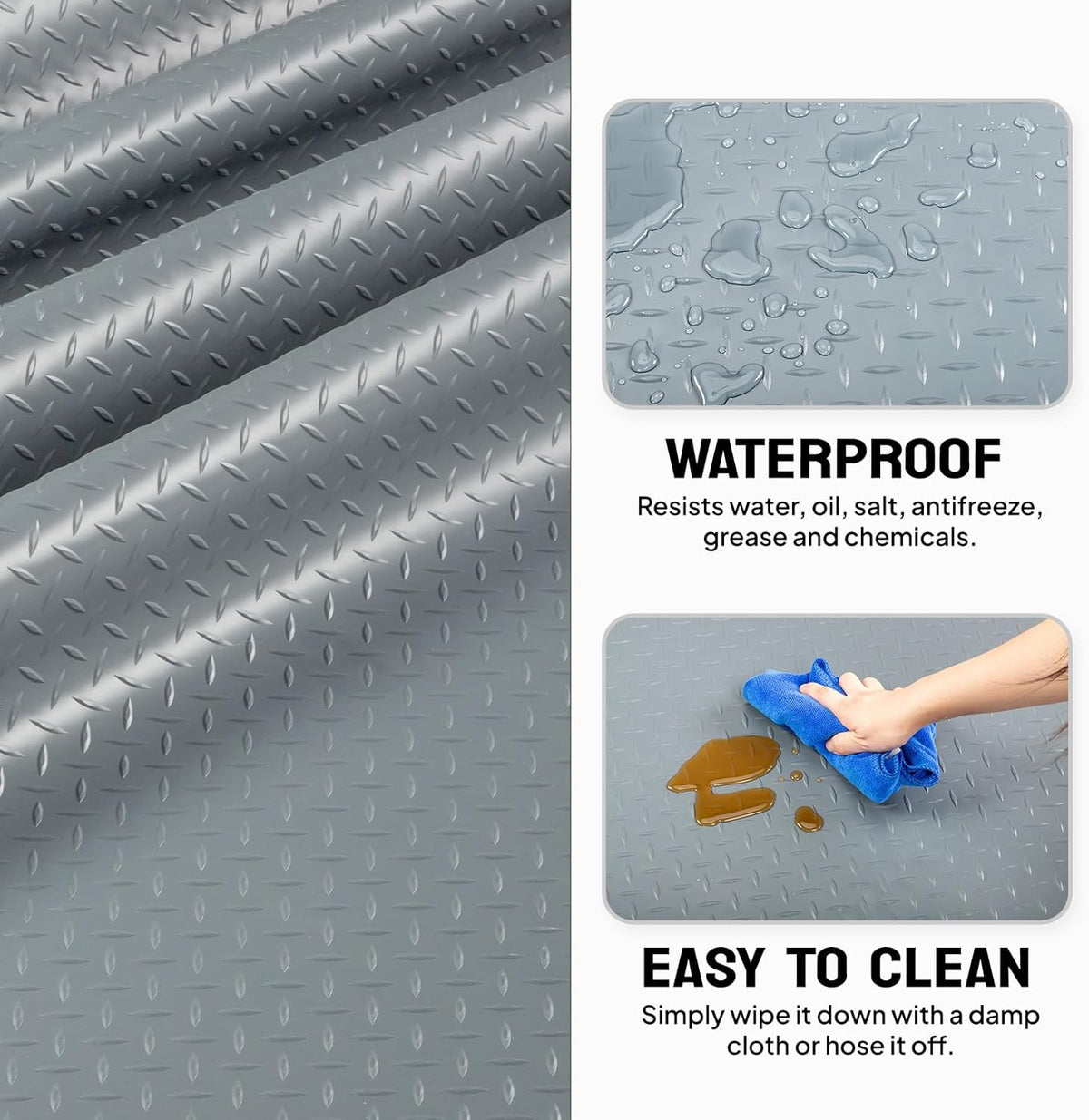 TUFFIOM 7'87'' x 22 FT Garage Floor Mat, Thickened Diamond Plate PVC Garage Mats Flooring Roll for Under Car, Garage Parking Mats for Floor Large SUVs, MPV, Pickup Truck, RV