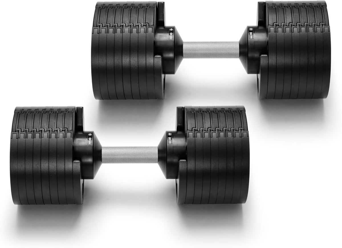 NÜOBELL® Adjustable Dumbbell Set, 5-50 LB or 5-80 LB, Easy Twist 2024-25 Model, All-In-One Weights Set (Pair) for Home, Original Manufacturer
