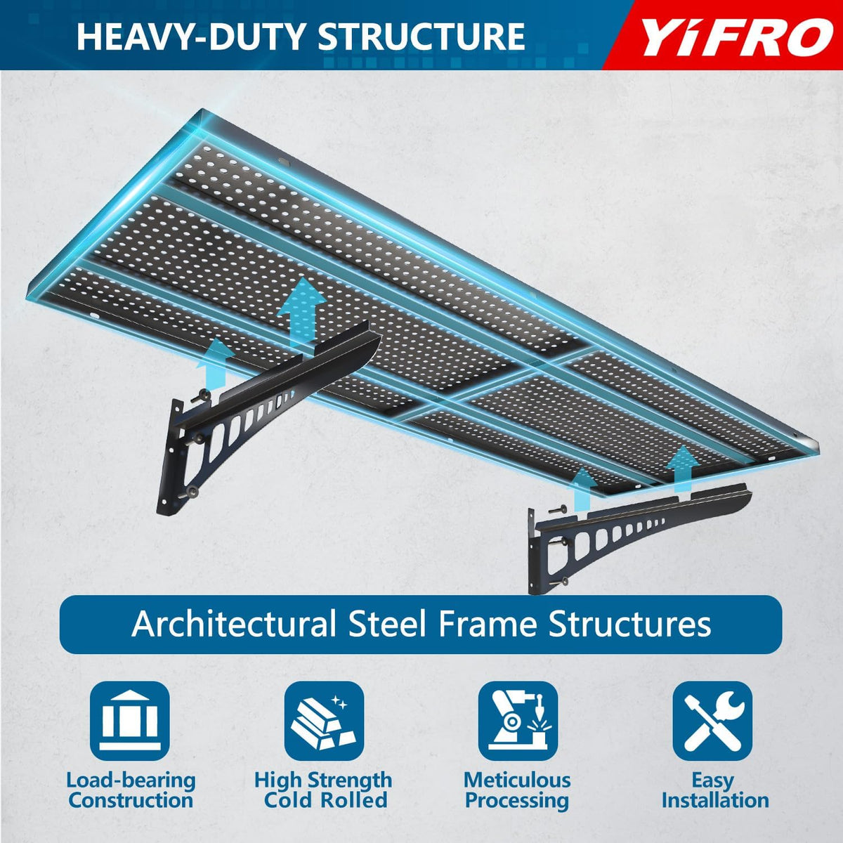 4-Pack 1.5x4ft Heavy Duty Garage Wall Shelving, 1000 lbs Load Capacity, Garage Shelving Wall Mounted, Garage Storage Rack with Hooks, Black