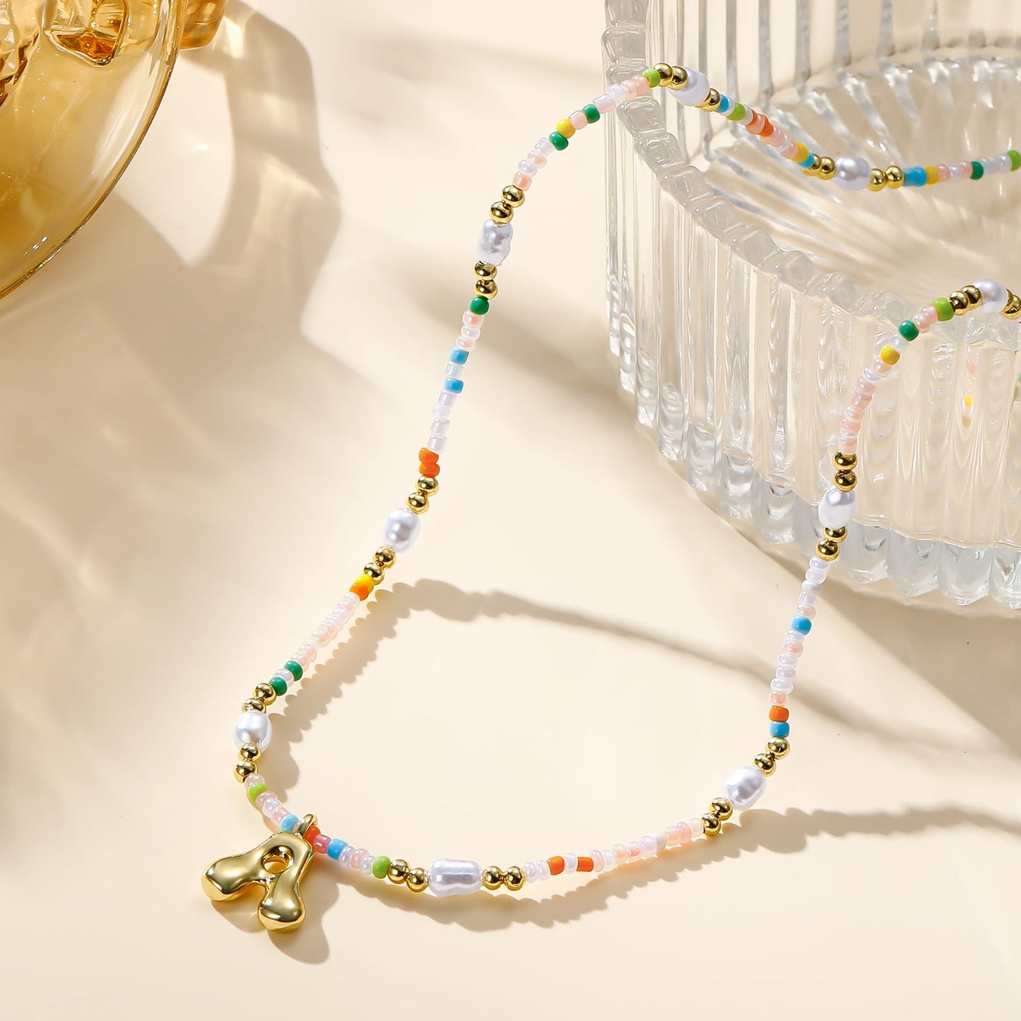 Ritach Daughter Gifts from Mom - Initial L Necklace Beaded Necklaces for Women Girls Necklace Initial Necklaces for Women Girls Gifts for Daughter Granddaughter Niece Sister Gift