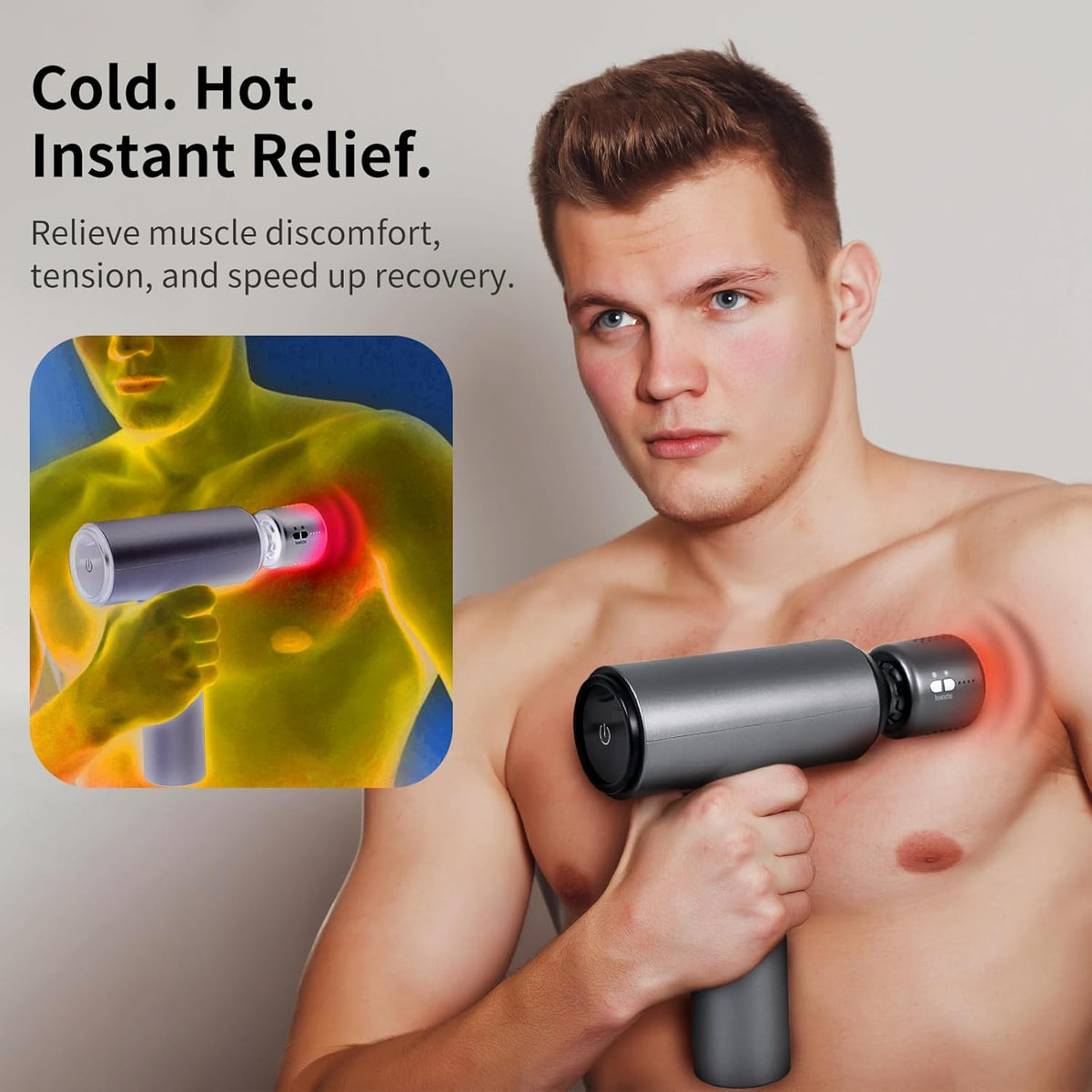 arboleaf Thermacool Massage Gun with Heat and Cold, 6 Speeds Muscle Massage Gun Deep Tissue with Case, Powerful Percussion Massager for Home Gym Office Muscle Back Pain Relief, Gift