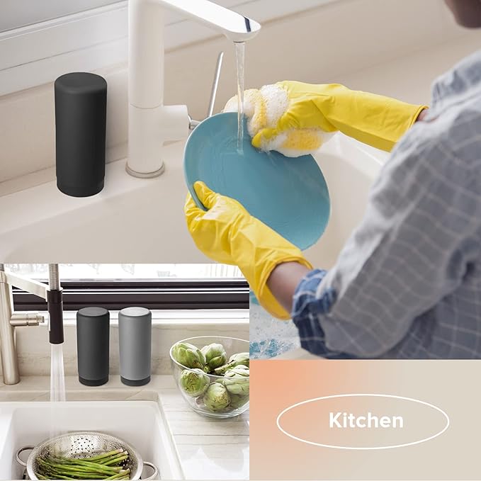 ElmRidge Dish Soap Silicone Dispenser for Kitchen Sink,Squeeze Washing Up Liquid and Hand Soap,Round refillable Silicone Bottles,Easy to Fill and to use, 8.5 oz,Black 2.4 x 2.4 x 5.5 inches (Black)