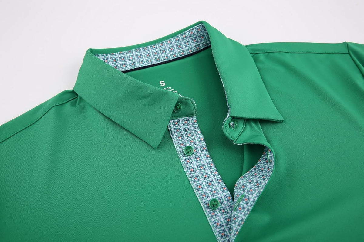 Alex Vando Mens Golf Shirt Moisture Wicking Quick-Dry Solid Short Sleeve Polo Shirts for Men