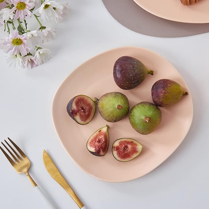 Stone lain Delilah Salad Plate 6-Piece Dish Set, Porcelain, Pastel Orange, 6 Salad Plates