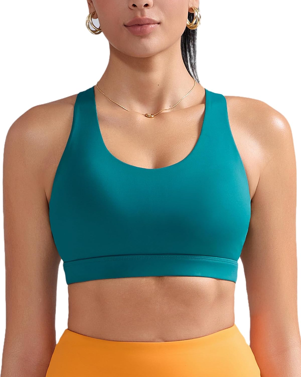 RUNNING GIRL Sports Bra for Women, Criss-Cross Back Padded Strappy Sports Bras Medium Support Yoga Bra with Removable Cups
