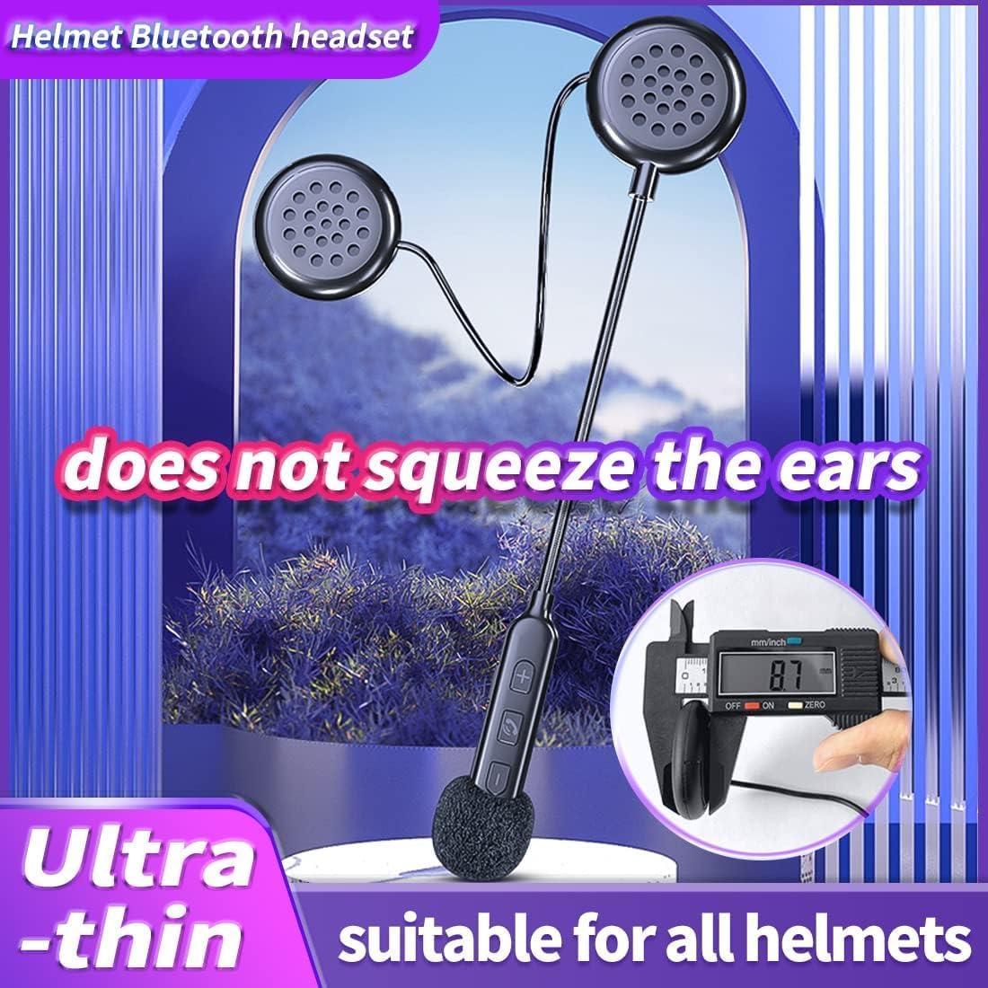Motorcycle Helmet Bluetooth Headset,Bluetooth Helmet Speakers,Helmet Headphones High Sound Quality System 90 Hours Playing time IP67 Waterproof Ultra Thin Earphone Riding/Skiing