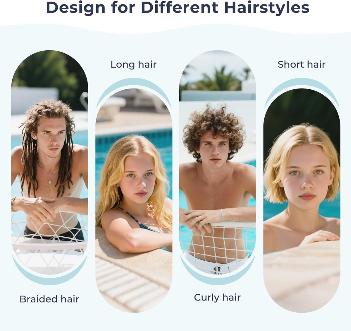 Firesara Fabric Swim Cap, High Elasticity Swimming Cap Keeps Hair Clean Breathable Fit Both Long Hair Short Hair, Swim Caps Woman Girls Men Kids One Size Hat