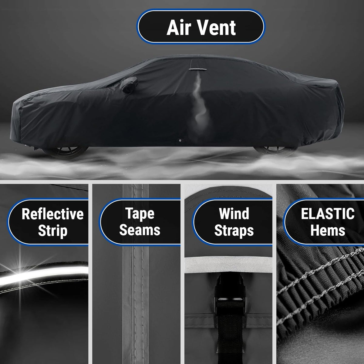 iCarCover Custom Car Cover for Pontiac Grand Am (1992-2005) Waterproof All-Weather Rain Snow UV Sun Protector Full Exterior Indoor Outdoor Car Cover (Stripe - Black/Red)