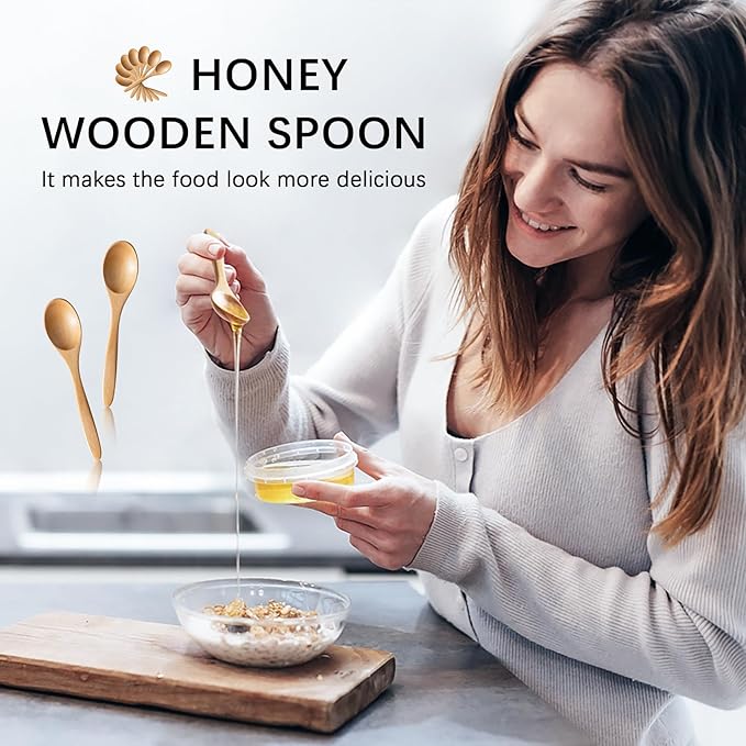 7 PCS Small Wooden Spoons, 5.8 Inch Honey Spoons for Tea, Schima Wooden Honey Teaspoon for Coffee, Little Tiny Wood Spoons, Bamboo Table Spoon for stirring, Wooden Spoons for Utensils Set