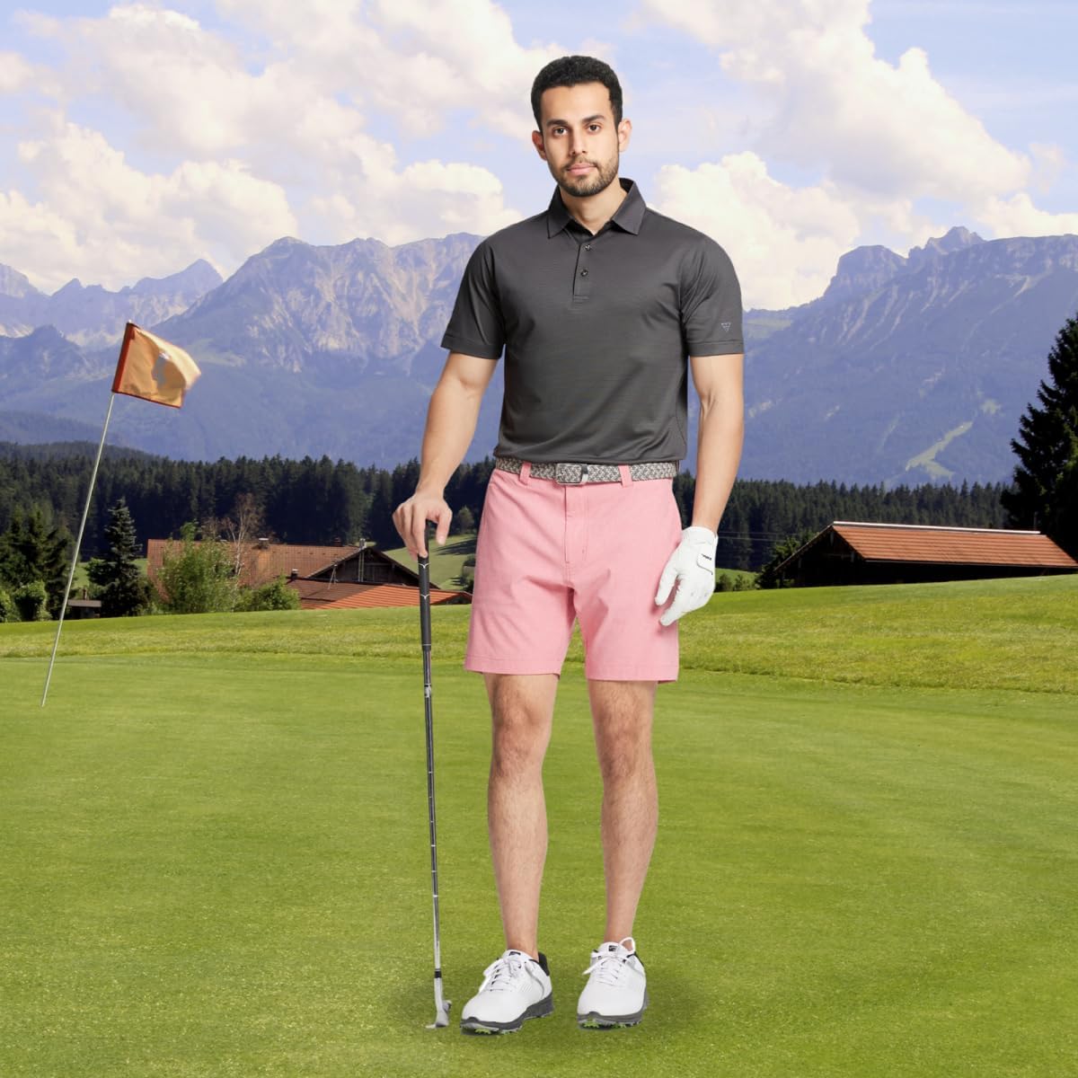 M MAELREG Golf Shirts for Men Dry fit Sports Jacquard Lightweight Performance Texture Short Sleeve Collared Polo Shirts