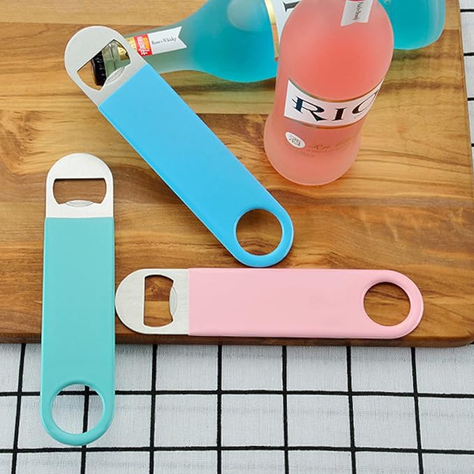 KTOJOY 3 Pack Heavy Duty Stainless Steel Flat Bottle Opener, Solid and Beer Openers, 7 inches
