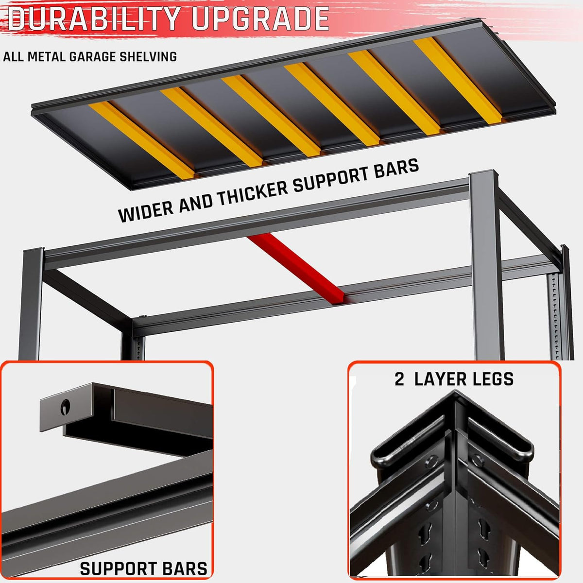 60" W Garage Shelving Heavy Duty, 6 Tier Garage Shelves, 60" W x 84" H x 24" D Adjustable Storage Shelving Unit, Commercial Metal Shelves for Warehouse, Pantry, Shop