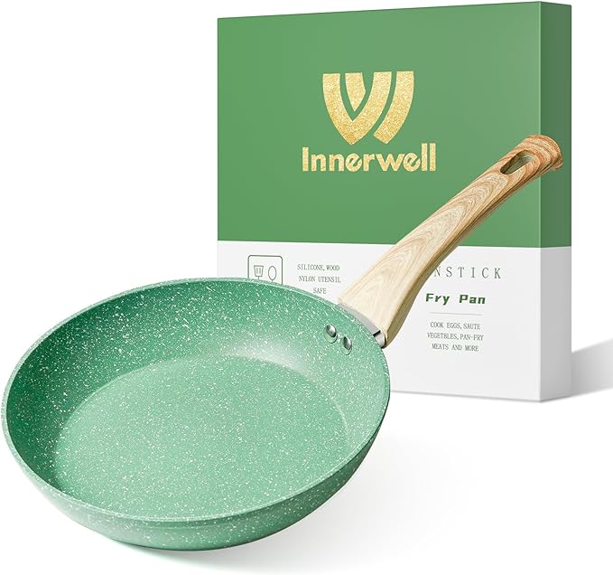Innerwell Nonstick Frying Pan Skillet, 8 Inch Non Stick Egg Pan Omelet Frying Pans 100% PFOA-Free, Non-Toxic Healthy Cooking Pan, Induction Compatible