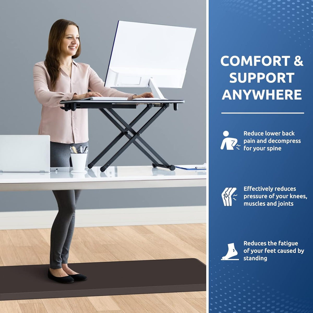 KitchenClouds Kitchen Mat Cushioned Anti Fatigue Kitchen Rug Non Slip Standing Mat Comfort Floor Mats for Sink Office (17.3"x60"- 0.8inch)