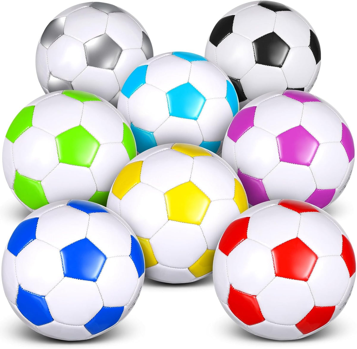 HyDren 8 Pcs Soccer Balls Bulk with Pump Deflated Official Size Sport Soccer Ball for Kid Adult Game Match Indoor Outdoor Gift for School Sports Game Birthday Party Gift Back to School