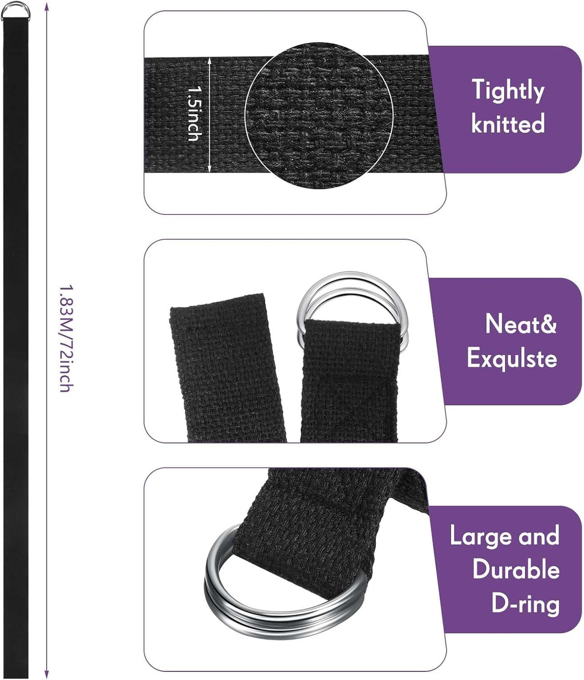 Jerify 10 Pcs Yoga Strap for Stretching Bulk 6ft Exercise Stretch Band with Metal D Ring Adjustable Pilates Non Elastic Yoga Stretch Belt for Women Men Physical Fitness Gym Workout Dance